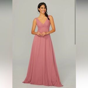 Morilee Knotted Bodice Chiffon Bridesmaid Dress in Bordeaux NWT